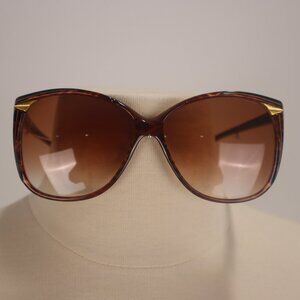 Vintage 1970's Charles Jourdan France Tortoise Gold Trim Oversize Sunglasses EUC